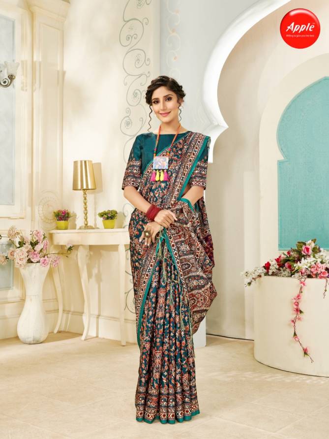 Apple Kashmiri Premium 5 Designer Latest Fancy Festive Wear Digital Printed Pashmina Silk Saree Collection
